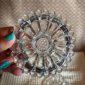 Vintage Daisy Clear Crystal Candle Holders
